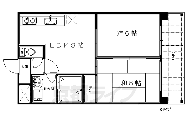 京都市南区上鳥羽西浦町のマンションの間取り