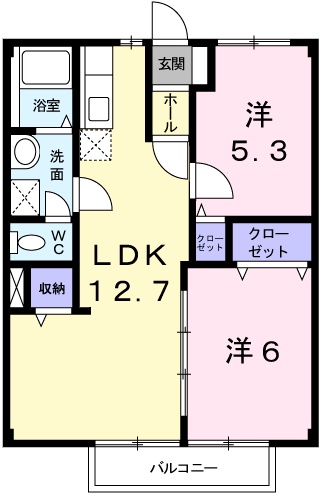 姫路市網干区坂上のアパートの間取り