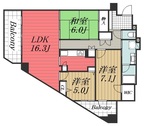 千葉市美浜区幸町のマンションの間取り