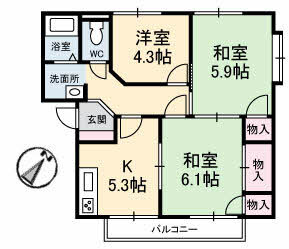 【コートハウスコスモスＣ棟の間取り】