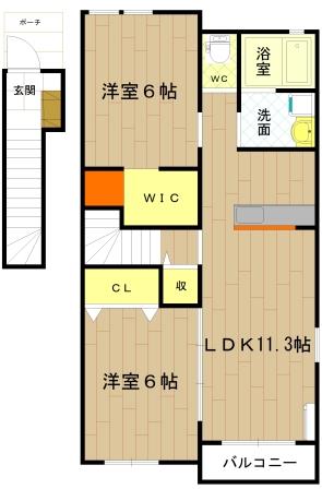 伊勢市小俣町元町のアパートの間取り