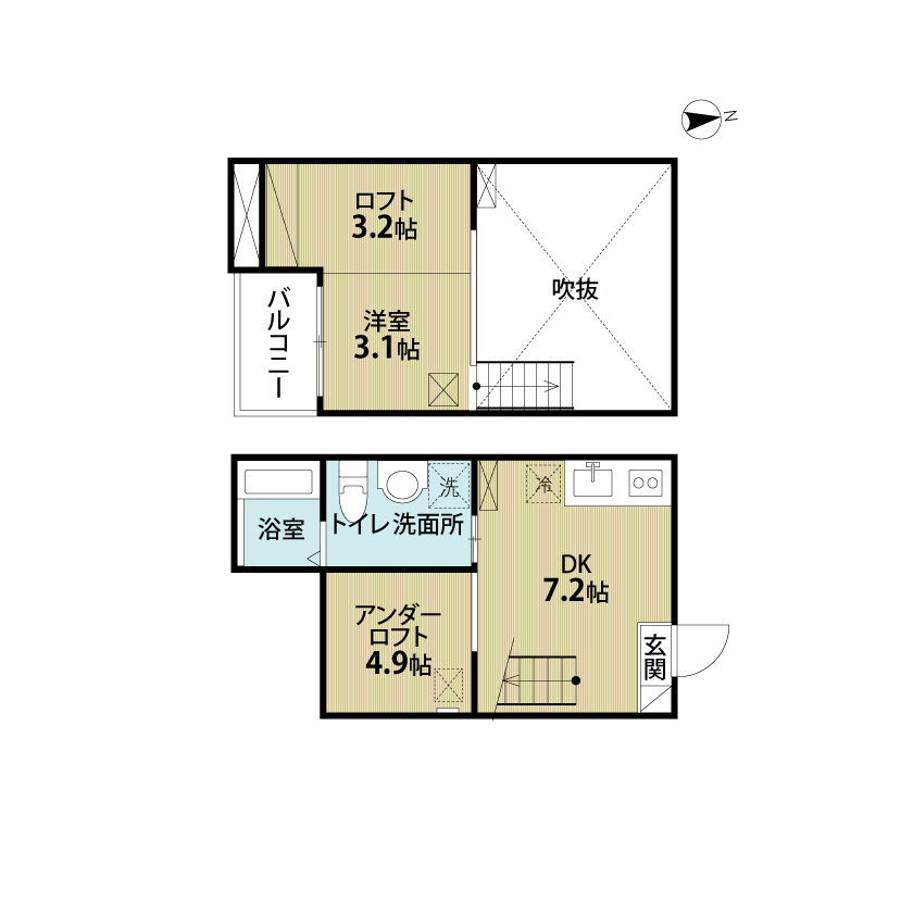 名古屋市中村区猪之越町のアパートの間取り