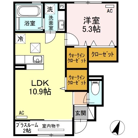 鹿児島市中山町のアパートの間取り