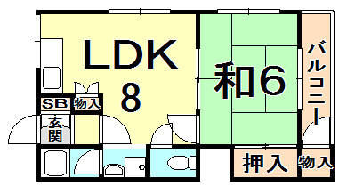 西宮市津門稲荷町のマンションの間取り