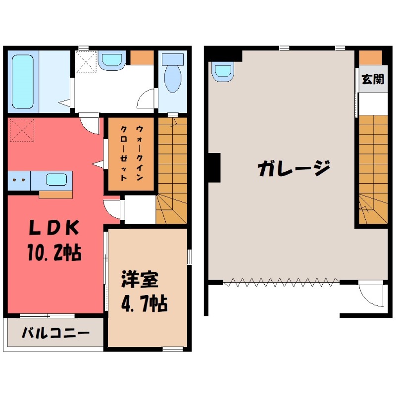 下都賀郡壬生町大字安塚のアパートの間取り