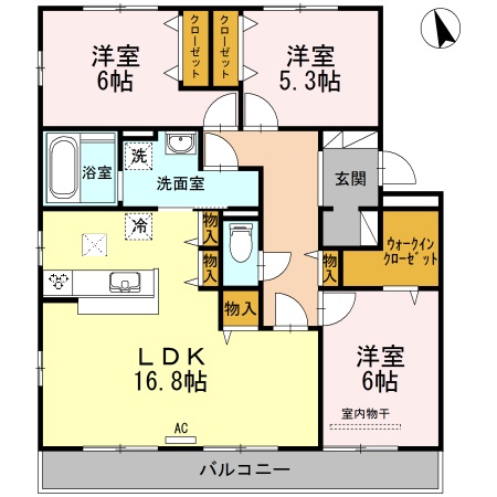 福山市曙町のアパートの間取り