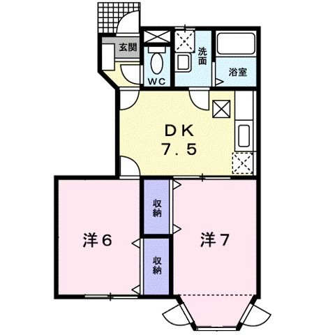 福山市新市町大字新市のアパートの間取り