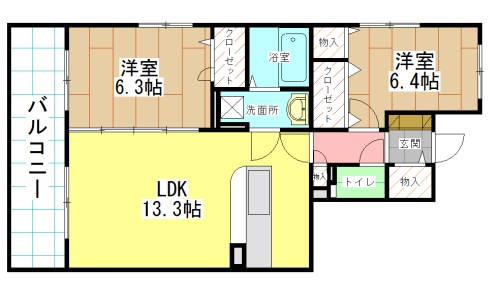 北九州市八幡西区割子川のマンションの間取り