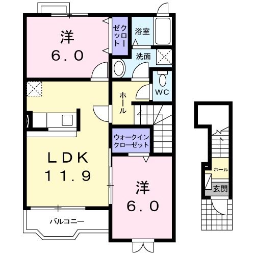 宇部市野中のアパートの間取り