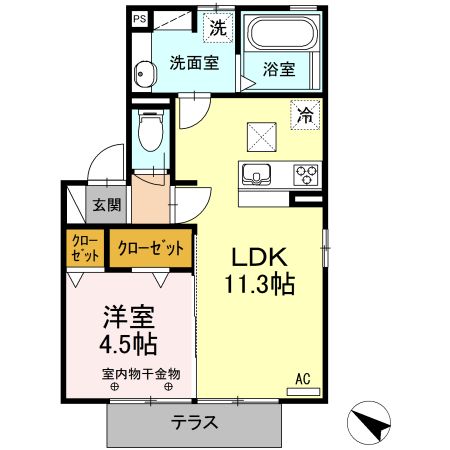 静岡市駿河区下島のアパートの間取り