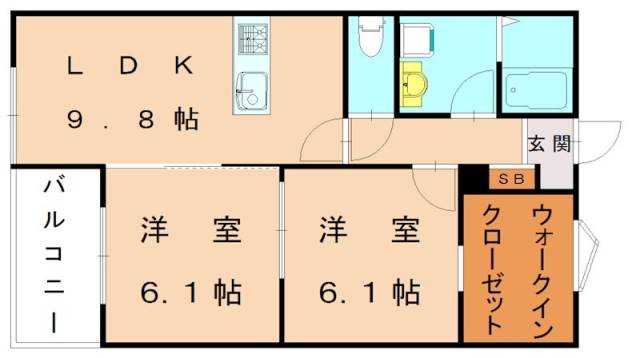 福津市中央のアパートの間取り