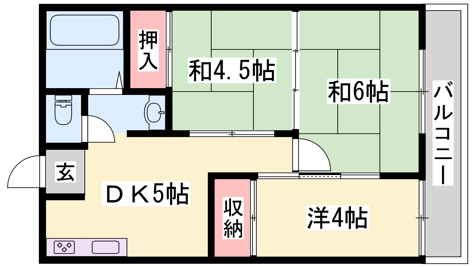 姫路市香寺町中仁野のマンションの間取り