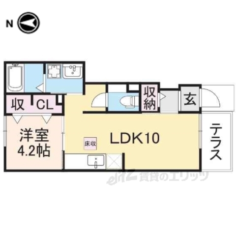 天理市西長柄町のアパートの間取り