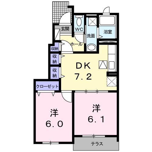 串間市西浜のアパートの間取り