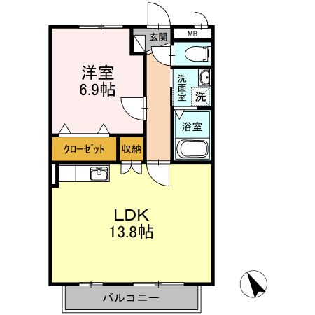 豊田市東新町のアパートの間取り