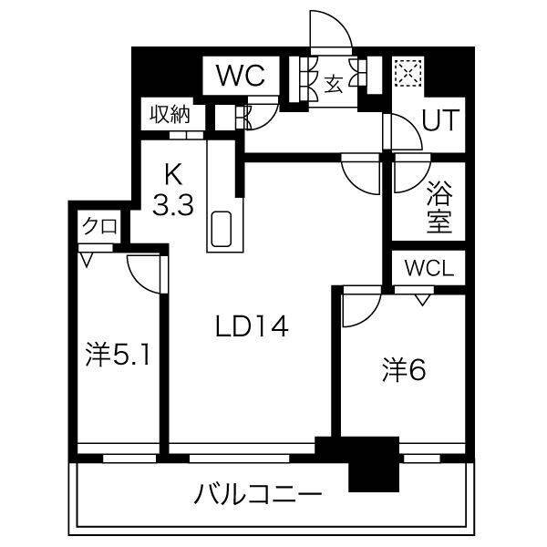 札幌市北区北八条西のマンションの間取り