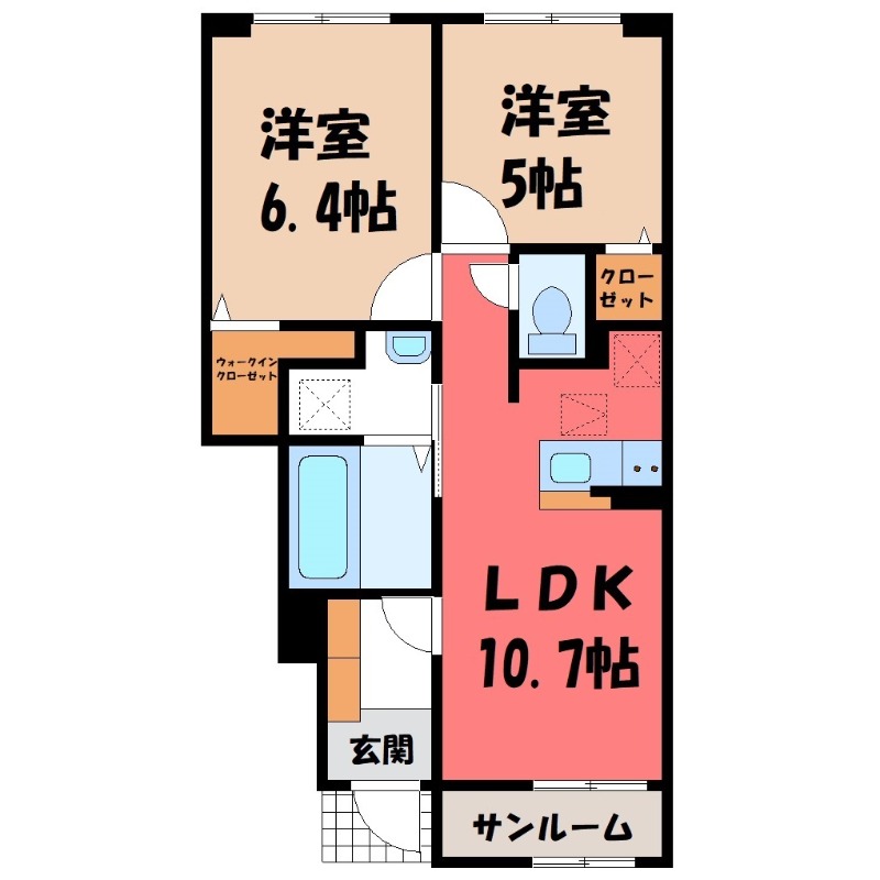 下都賀郡壬生町大師町のアパートの間取り