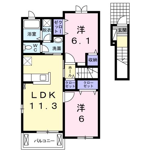 【備前市伊部のアパートの間取り】