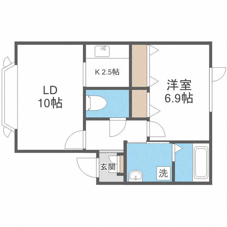 札幌市中央区南十八条西のアパートの間取り