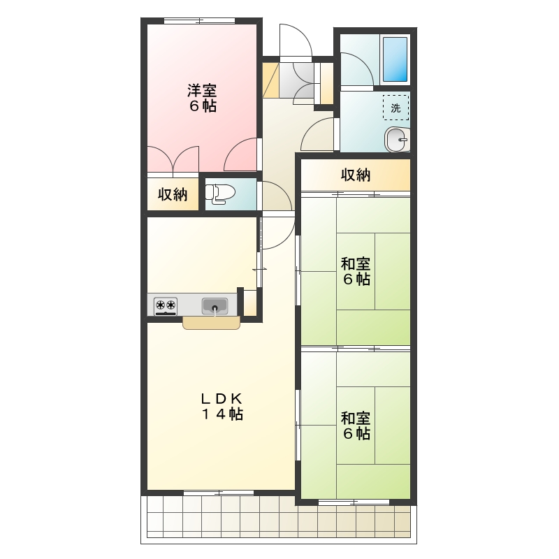 阿南市見能林町のマンションの間取り