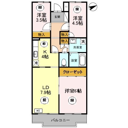 加古川市加古川町稲屋のマンションの間取り