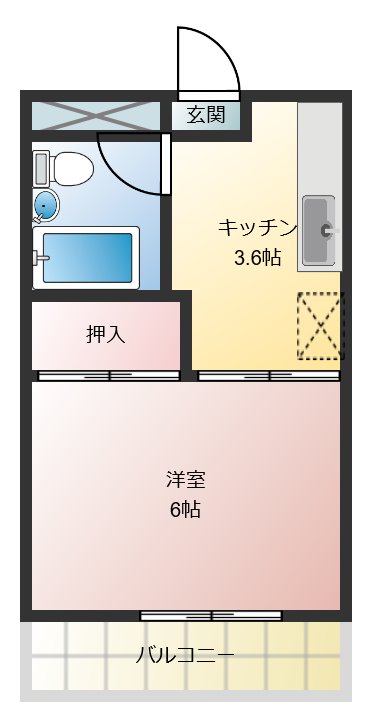 富田林市北大伴町のアパートの間取り