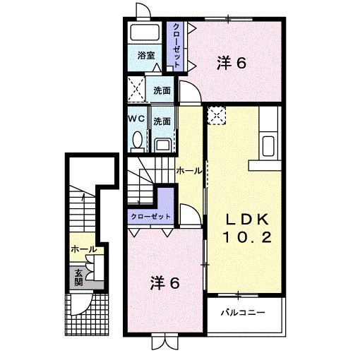 阿南市見能林町のアパートの間取り