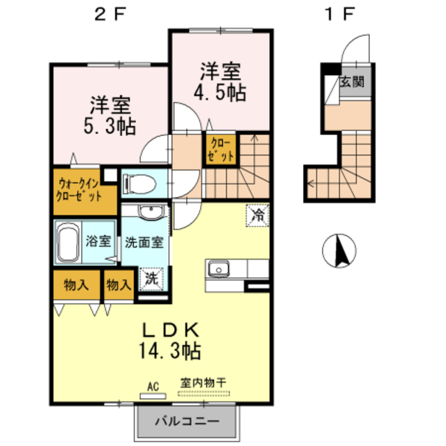 【高松市国分寺町国分のアパートの間取り】