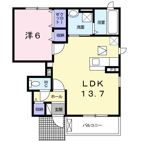 和歌山市木ノ本のアパートの間取り