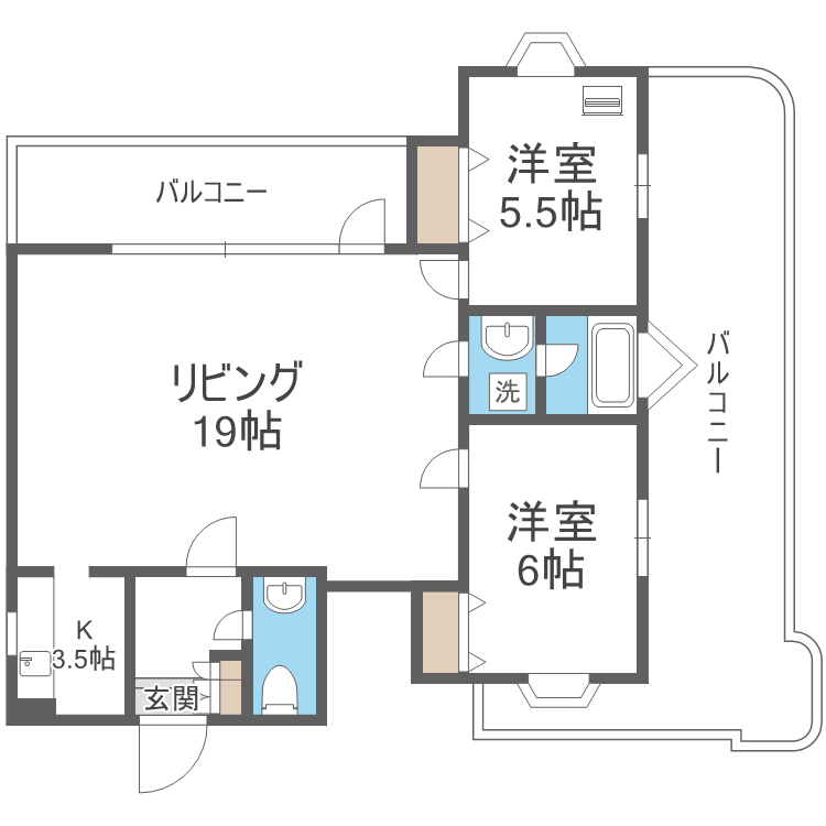 札幌市中央区南十三条西のマンションの間取り