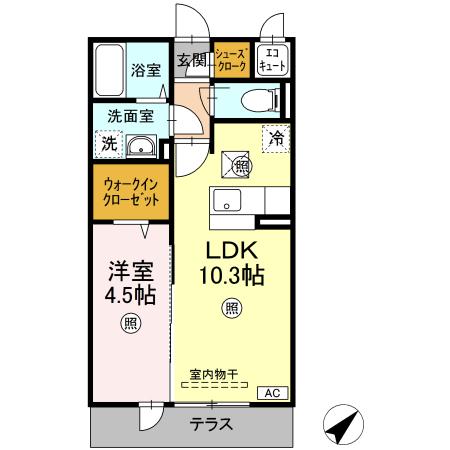 仙台市青葉区土樋のアパートの間取り