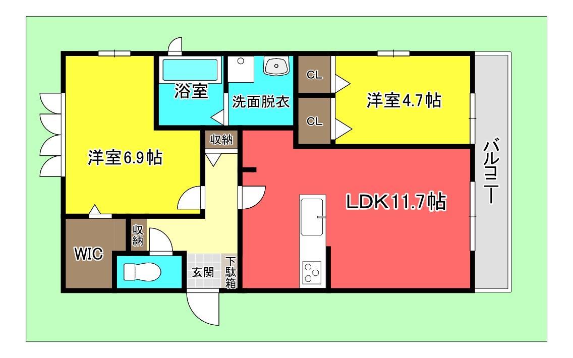 広島県安芸郡海田町西浜（アパート）の賃貸物件の間取り