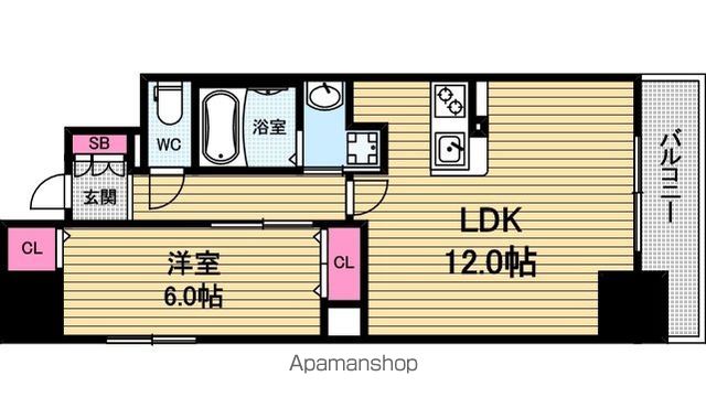 レジュールアッシュ谷町四丁目グランクラスの間取り写真