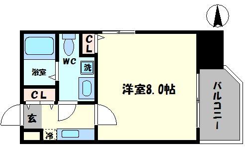 地下鉄千日前線 桜川駅 徒歩4分 9階建 築18年の間取り写真