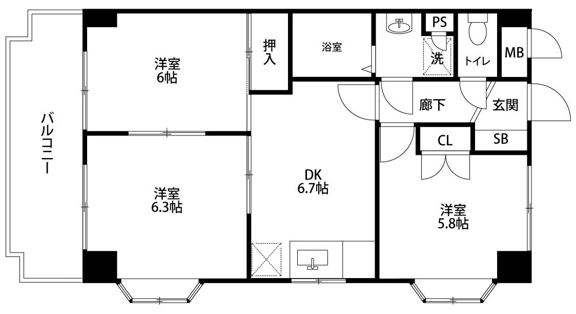 東武東上線 朝霞台駅 バス乗車時間：5分 最寄りバス停で下車 徒歩3分 6階建 築37年の間取り写真