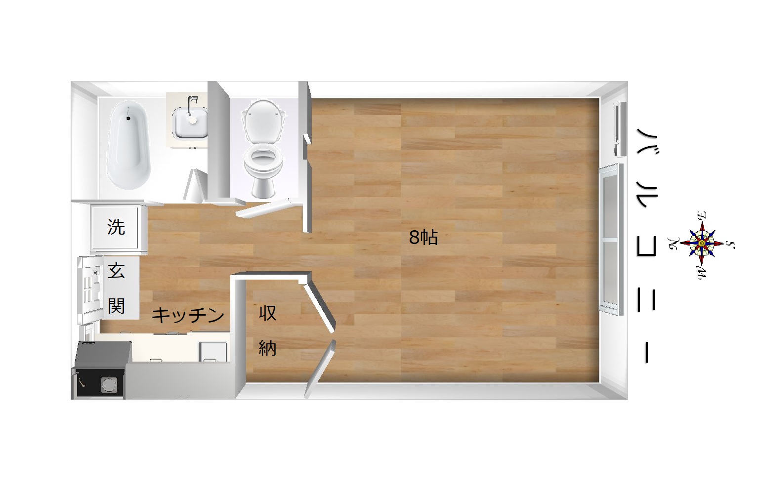 仙台市泉区南光台のアパートの間取り