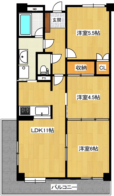 郡山市亀田のマンションの間取り