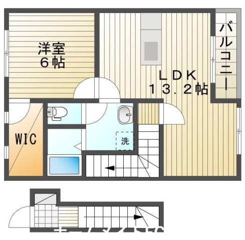 【岡山市北区横井上のアパートの間取り】