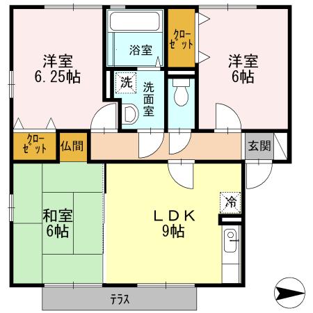 熊本市中央区国府のアパートの間取り