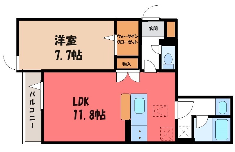 宇都宮市元今泉のアパートの間取り