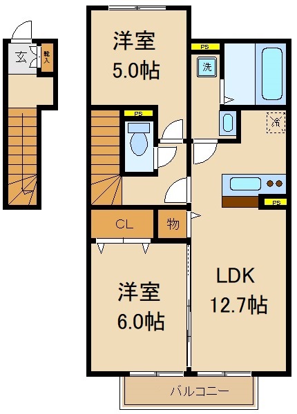 松戸市新松戸のアパートの間取り