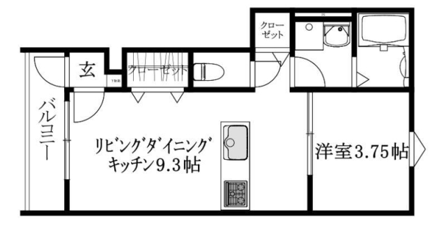 松山市高岡町のアパートの間取り