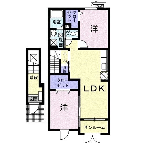 金沢市田上本町のアパートの間取り