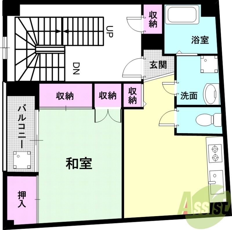 【神戸市中央区中山手通のマンションの間取り】
