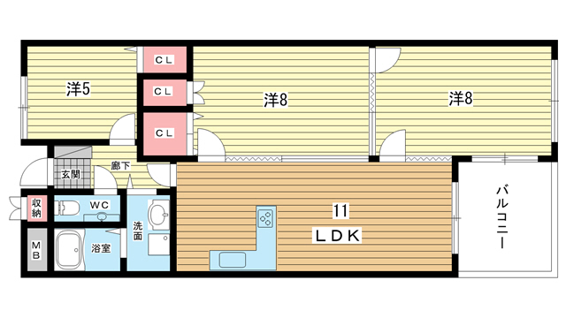 【豊中市少路のマンションの間取り】