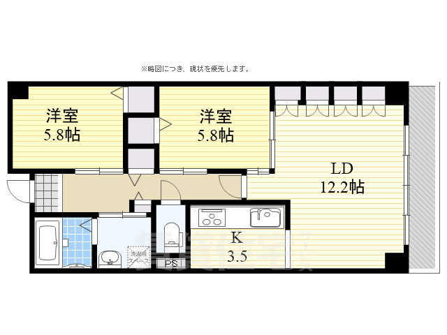 堺市堺区大浜北町のマンションの間取り