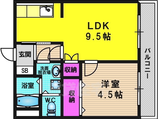 京都市西京区桂坤町のマンションの間取り