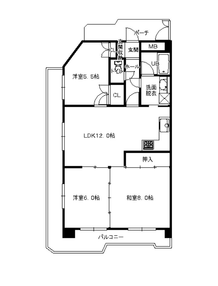 神戸市灘区水車新田のマンションの間取り