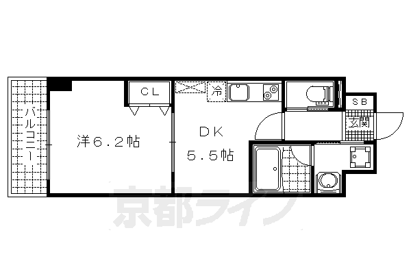 京都市山科区御陵別所町のマンションの間取り