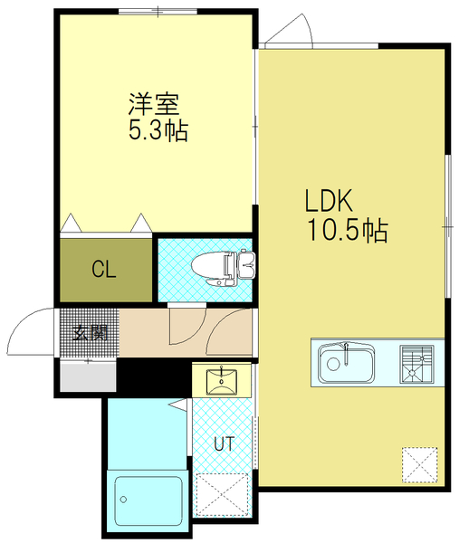 札幌市清田区清田三条のアパートの間取り